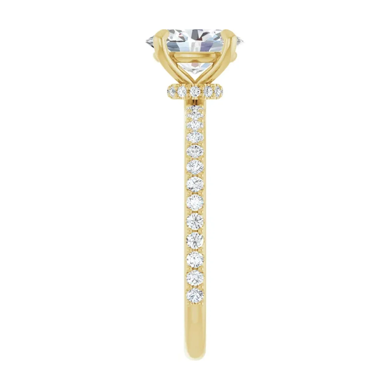 Oval Diamond Accented Engagement Ring with Hidden Halo