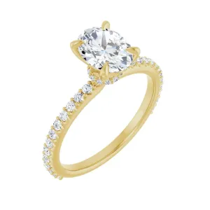Oval Diamond Accented Engagement Ring with Hidden Halo