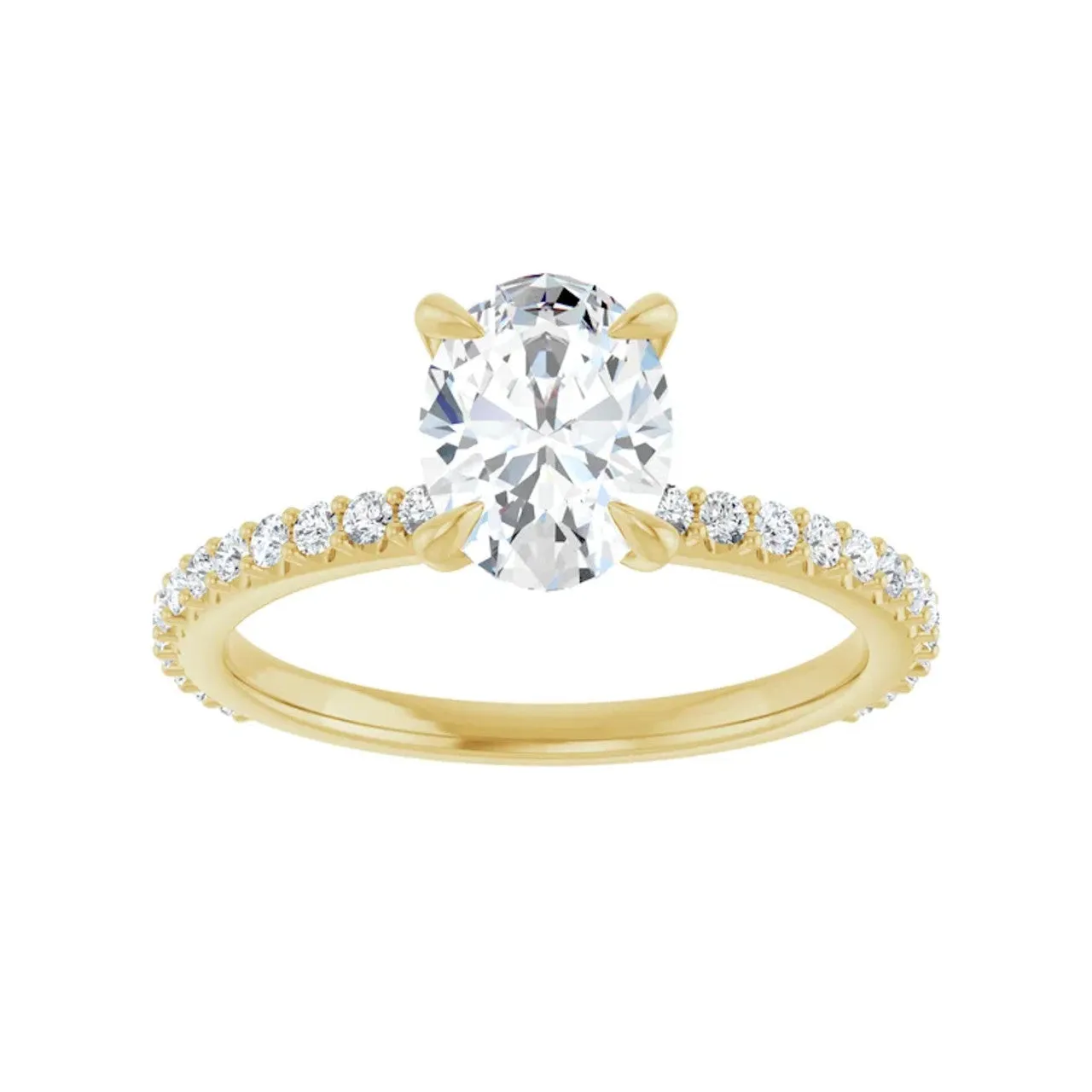 Oval Diamond Accented Engagement Ring with Hidden Halo