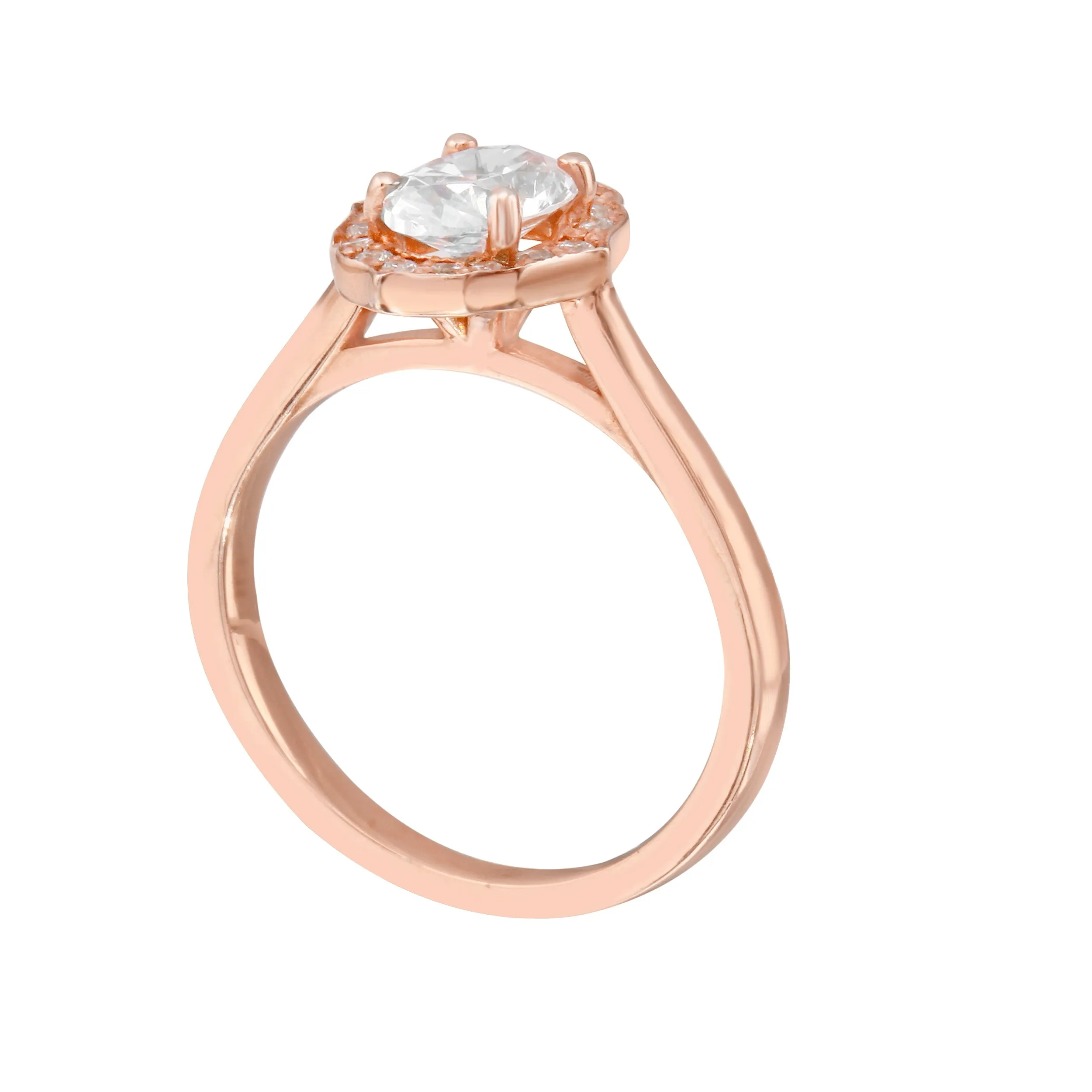 Oval Diamond and Scalloped Halo Engagement Ring
