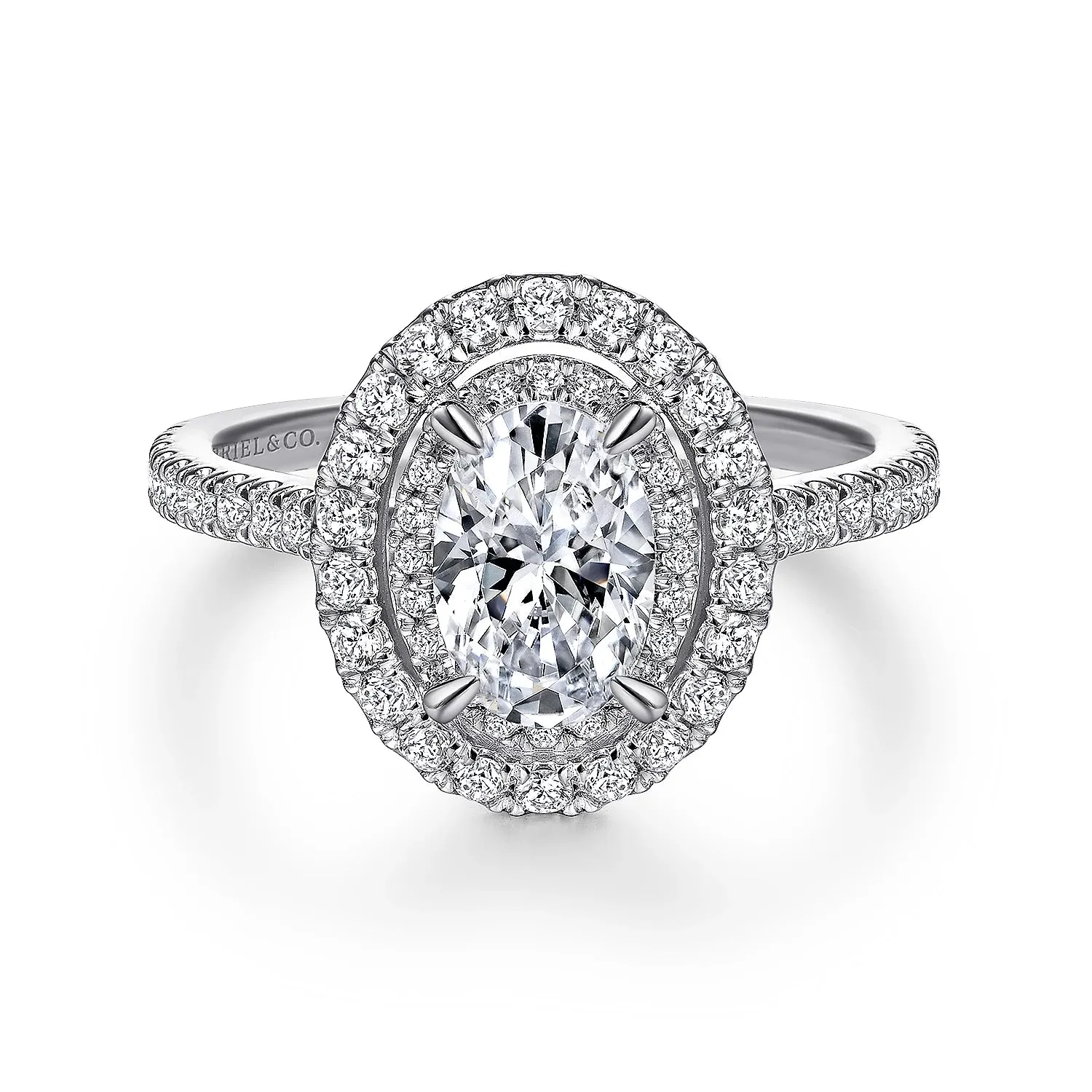 Oval Double Halo Diamond Engagement Mounting