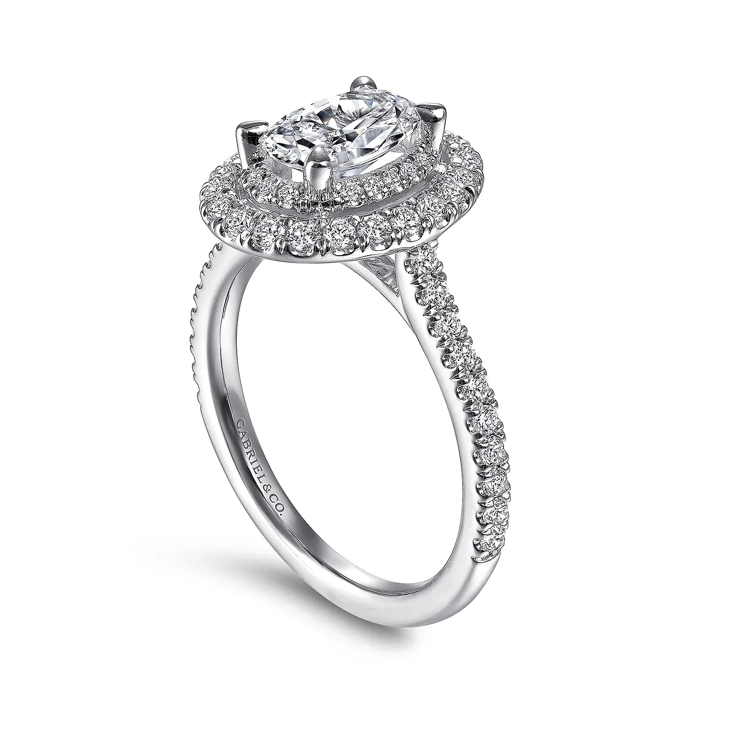 Oval Double Halo Diamond Engagement Mounting
