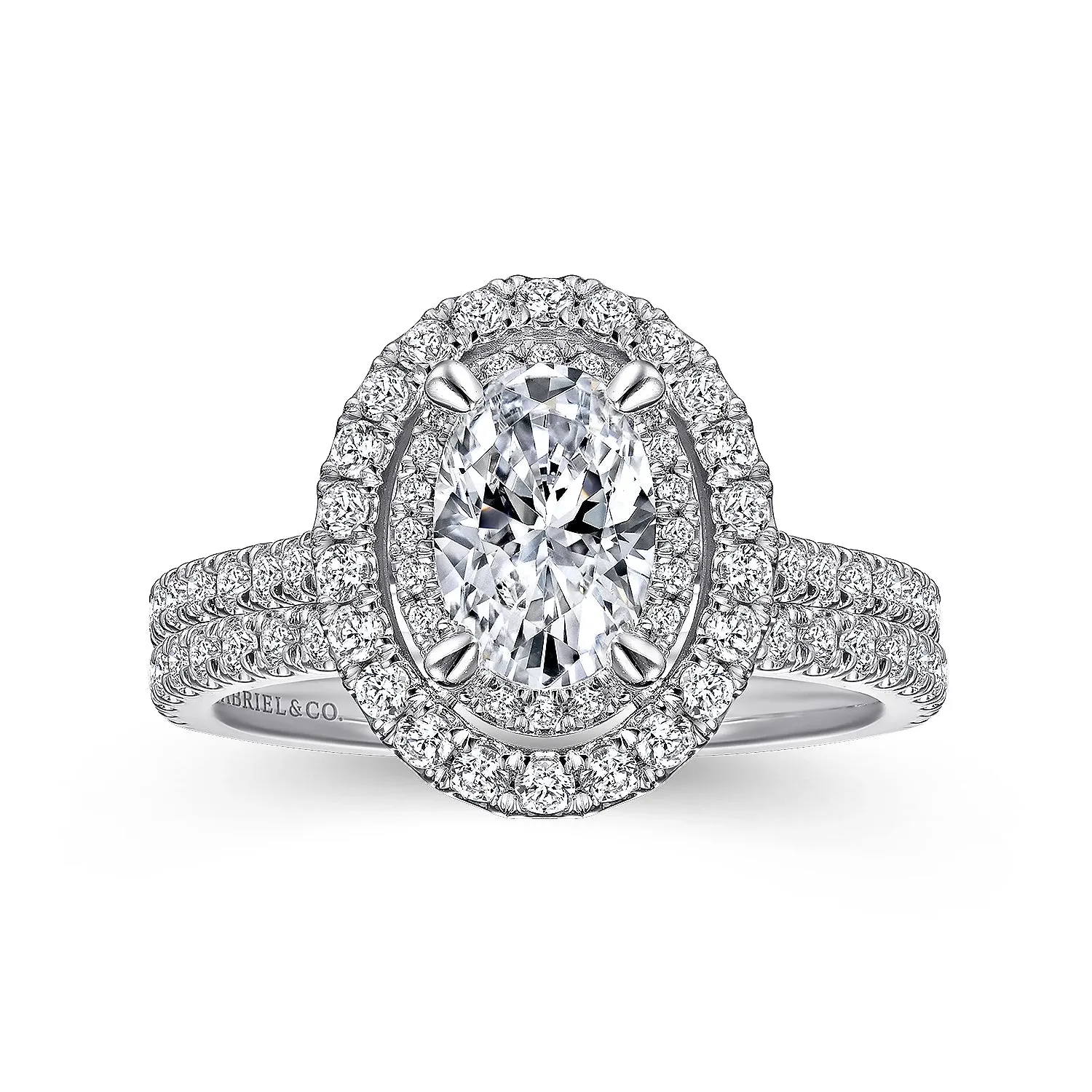 Oval Double Halo Diamond Engagement Mounting