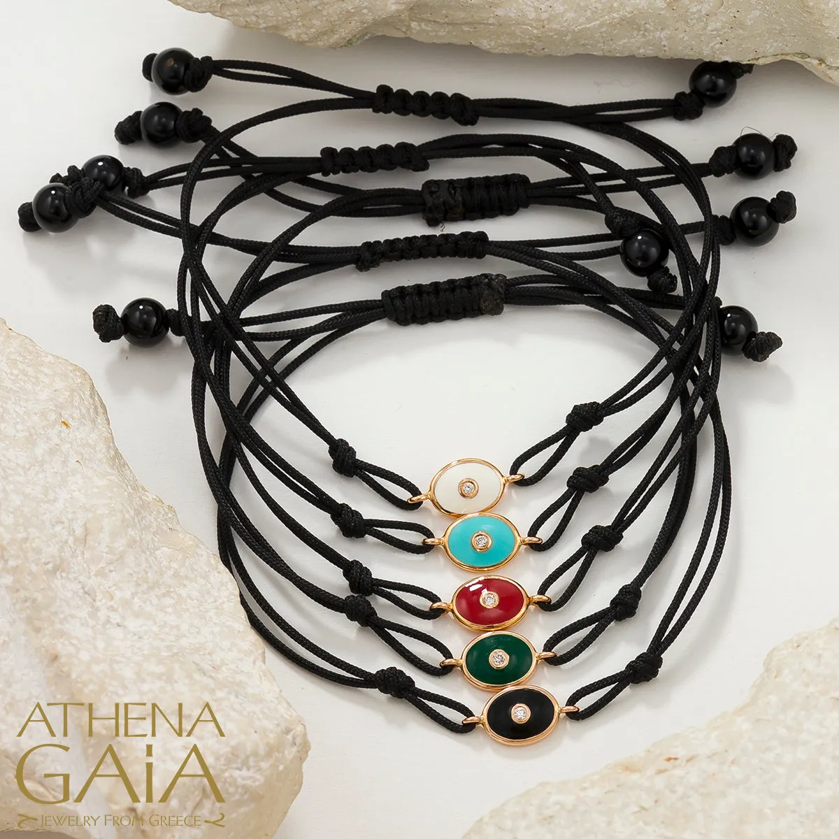 Oval Evil Eye Adjustable Cord Bracelet