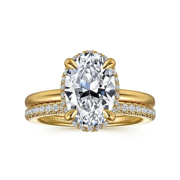 Oval Hidden Halo Claw Prong Diamond Engagement Ring Mounting
