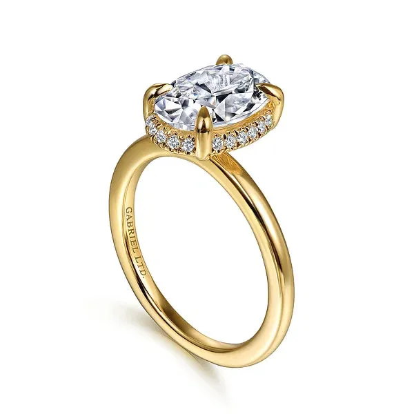 Oval Hidden Halo Claw Prong Diamond Engagement Ring Mounting