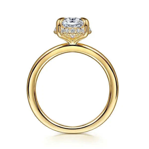 Oval Hidden Halo Claw Prong Diamond Engagement Ring Mounting