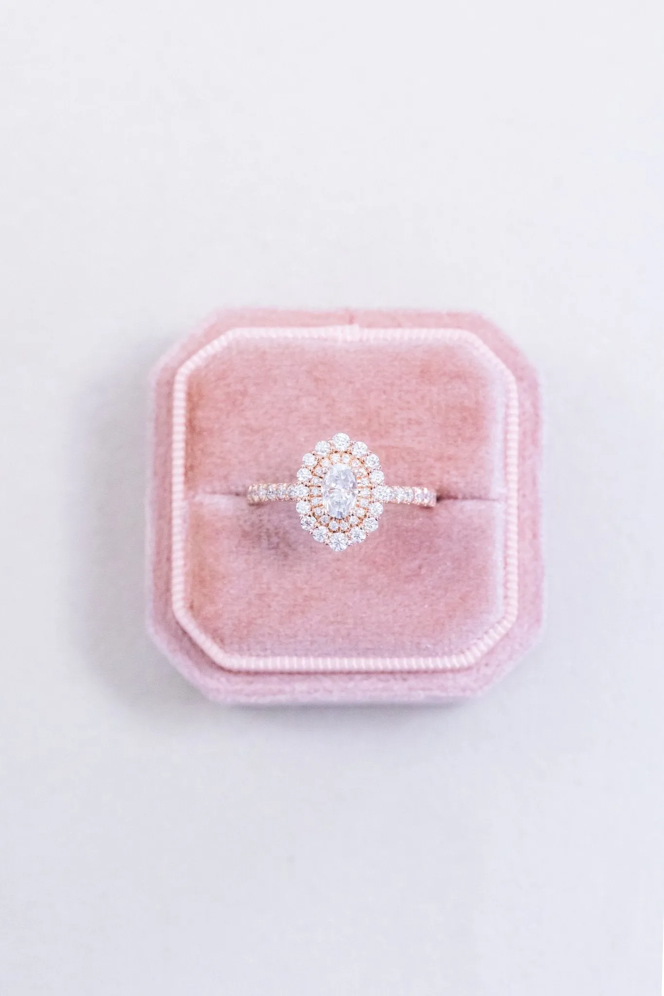 Oval Natural Diamond Double Halo Engagement Ring