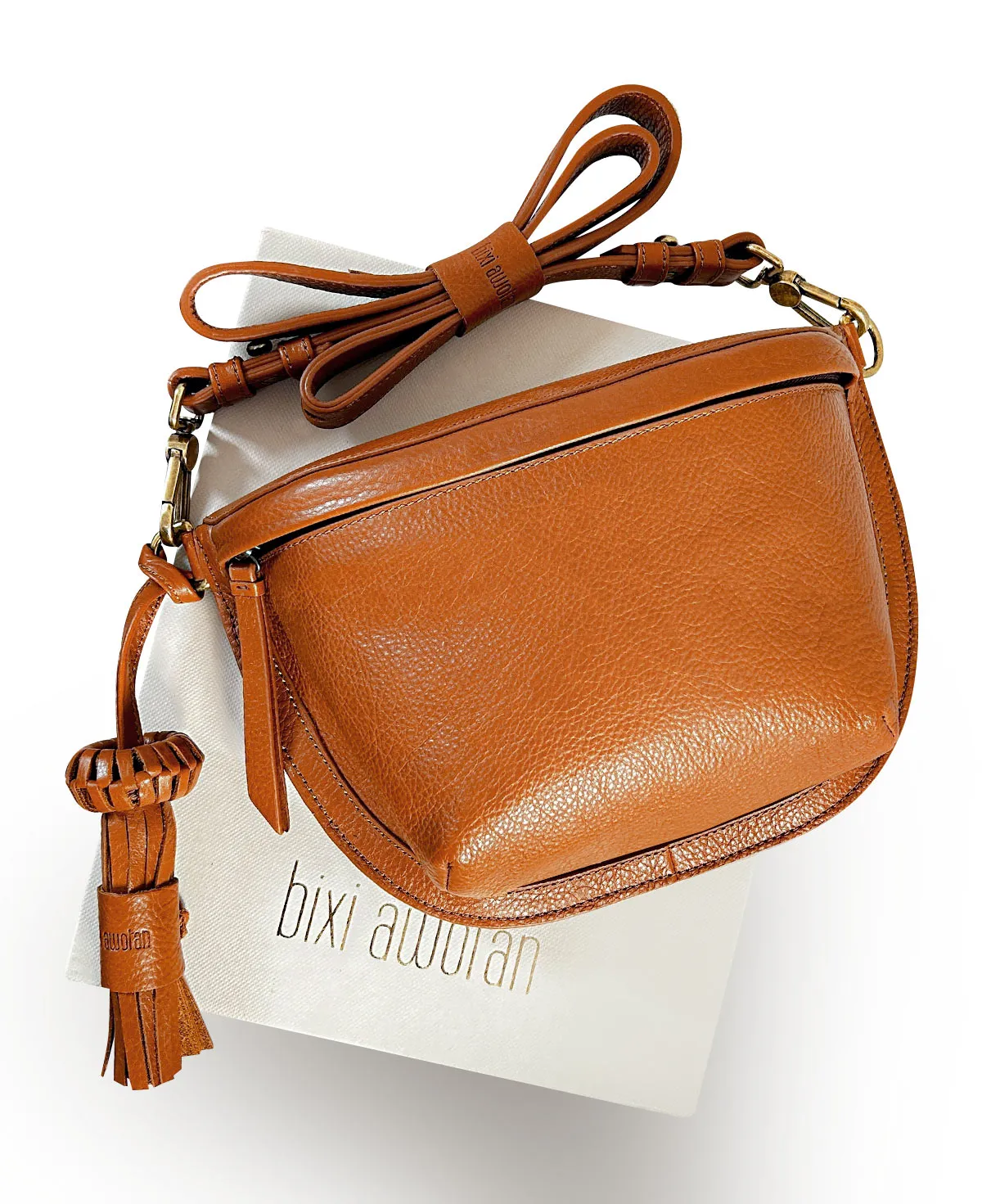 Pale Brown Tan Leather Sling Bag Crossbody