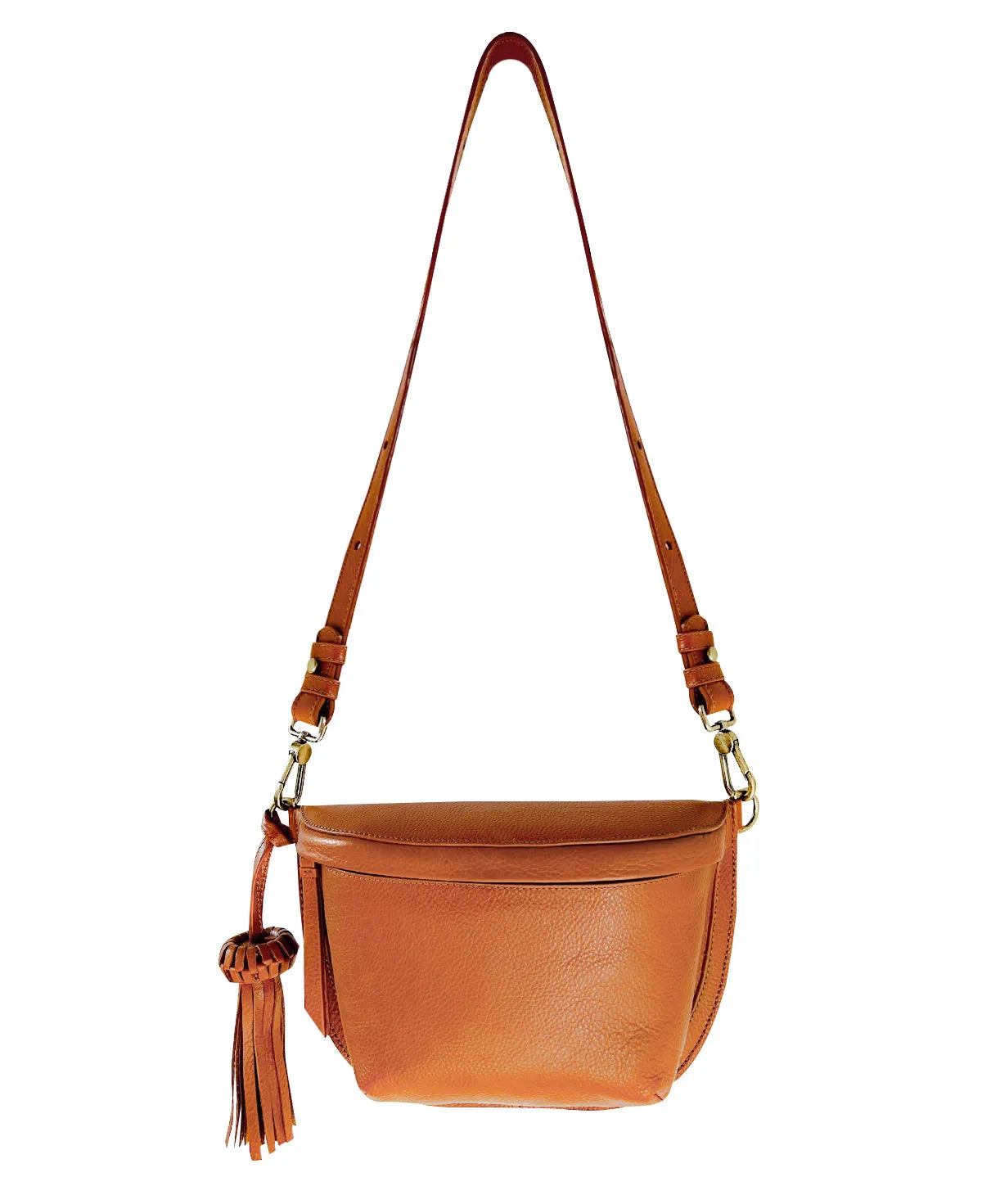 Pale Brown Tan Leather Sling Bag Crossbody