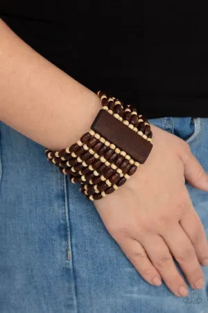 Paparazzi - Cayman Carnival - Brown Wood Bracelet