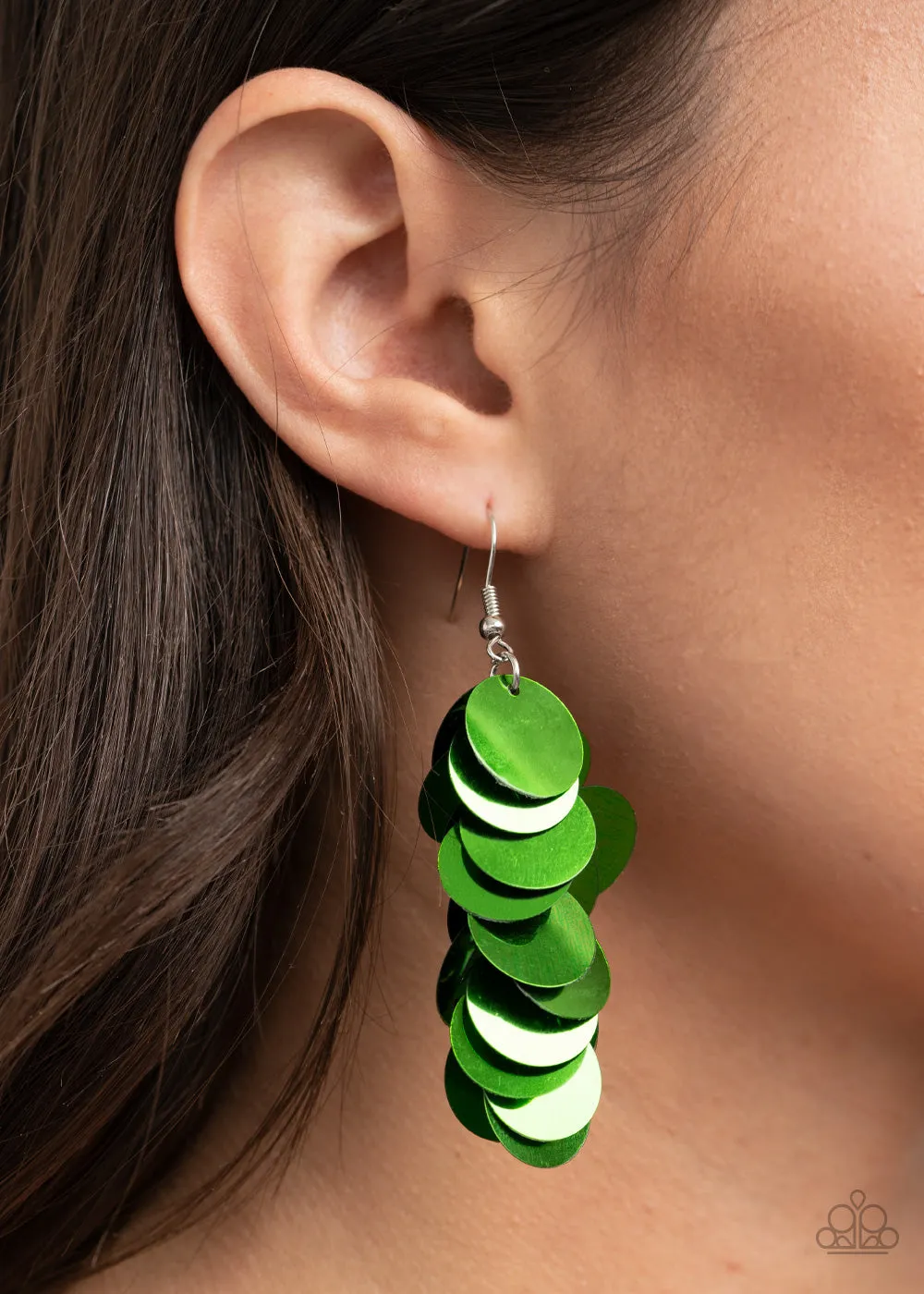 Paparazzi Now You SEQUIN It - Green Sequin Earrings