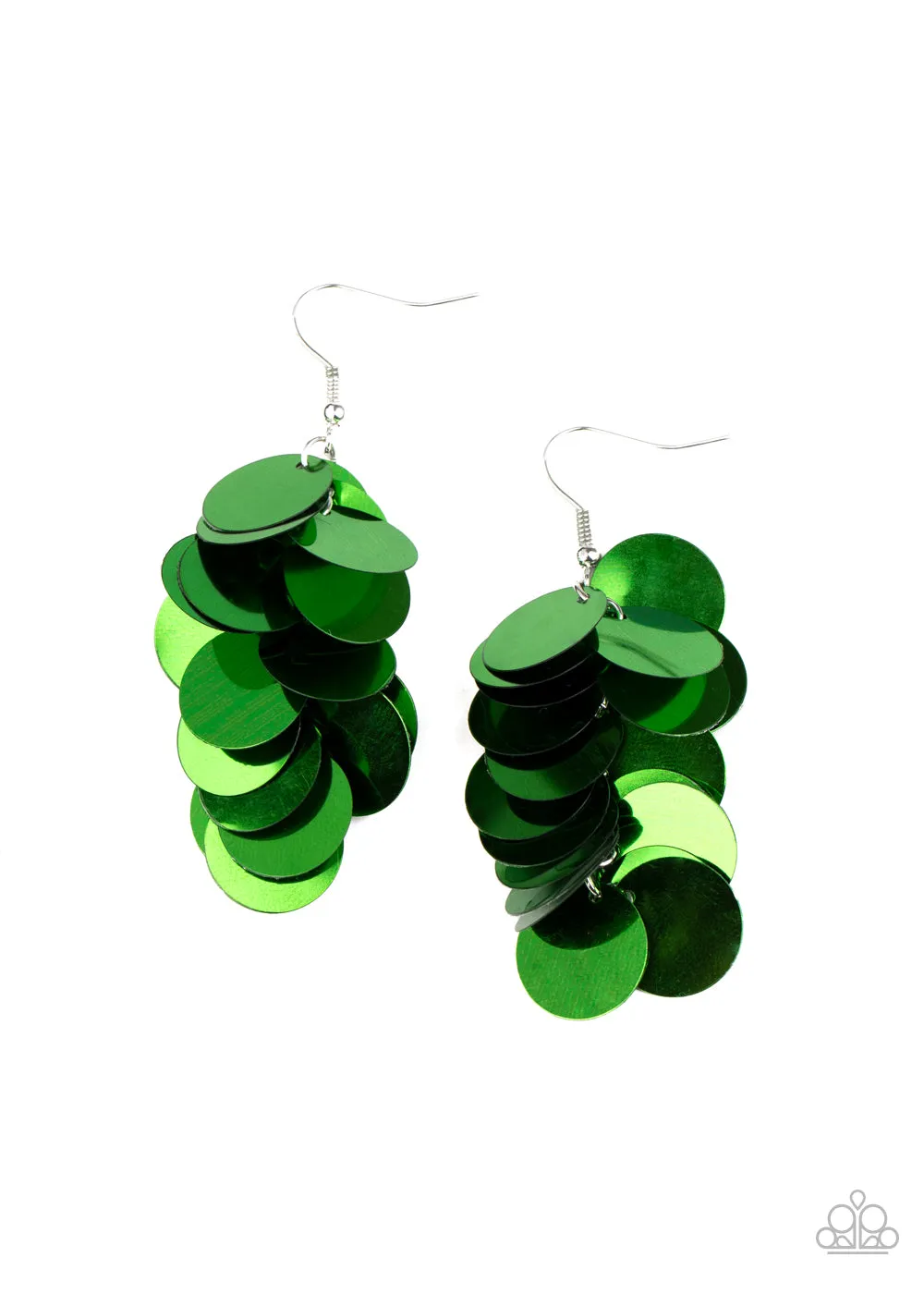 Paparazzi Now You SEQUIN It - Green Sequin Earrings