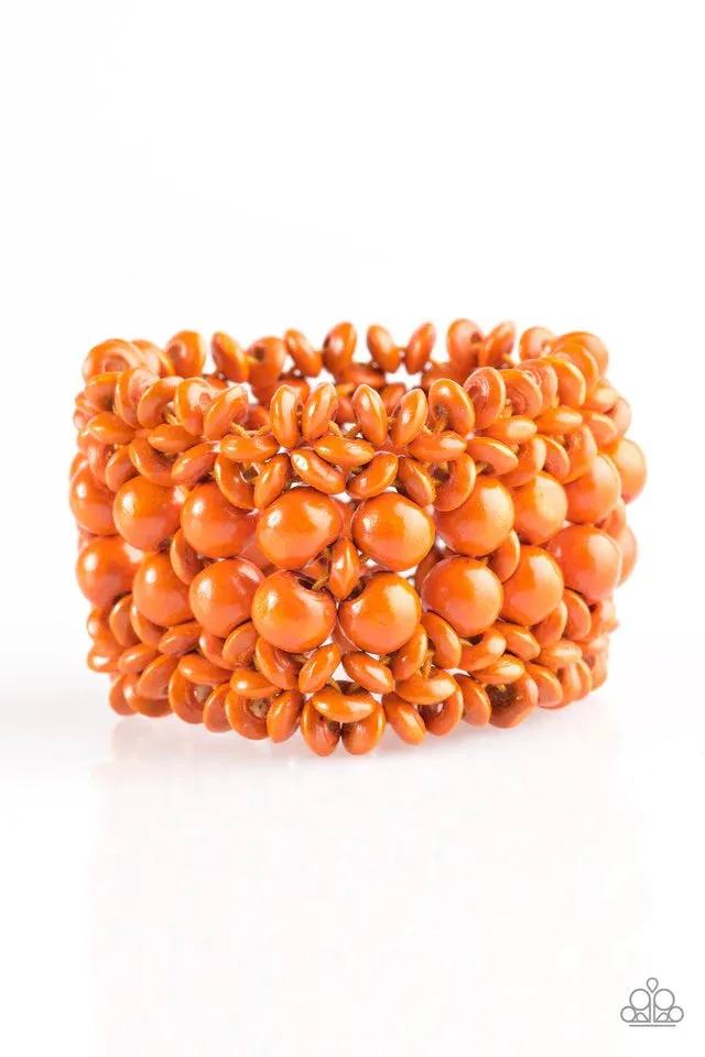 Paparazzi - Tropical Bliss -Orange Wood Bracelet