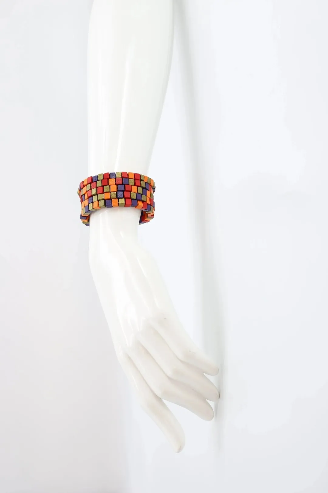 Pashmina Wooden Beads Snake Bracelets - Multi colour