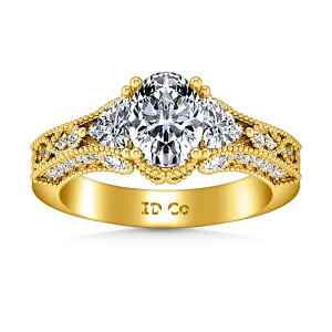 Pave Engagement Ring Heritage 14K Yellow Gold