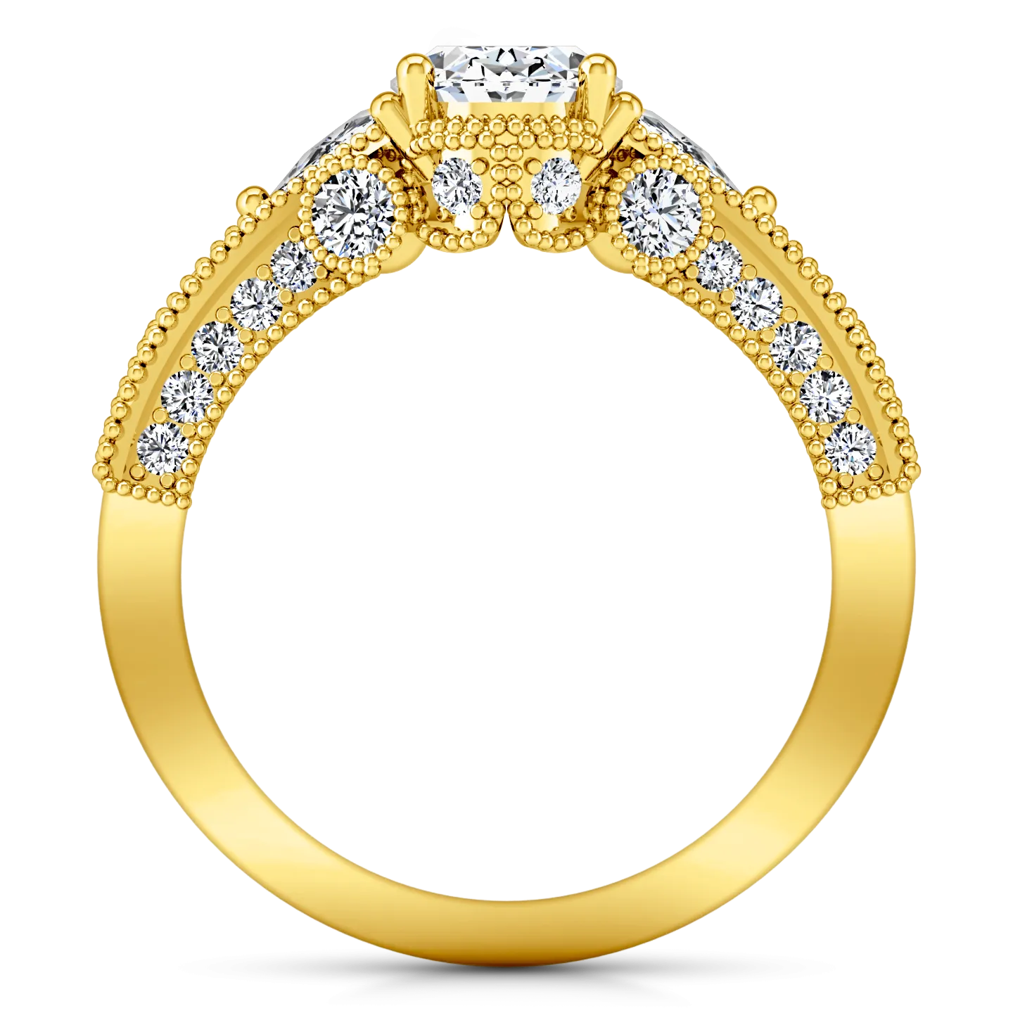 Pave Engagement Ring Heritage 14K Yellow Gold