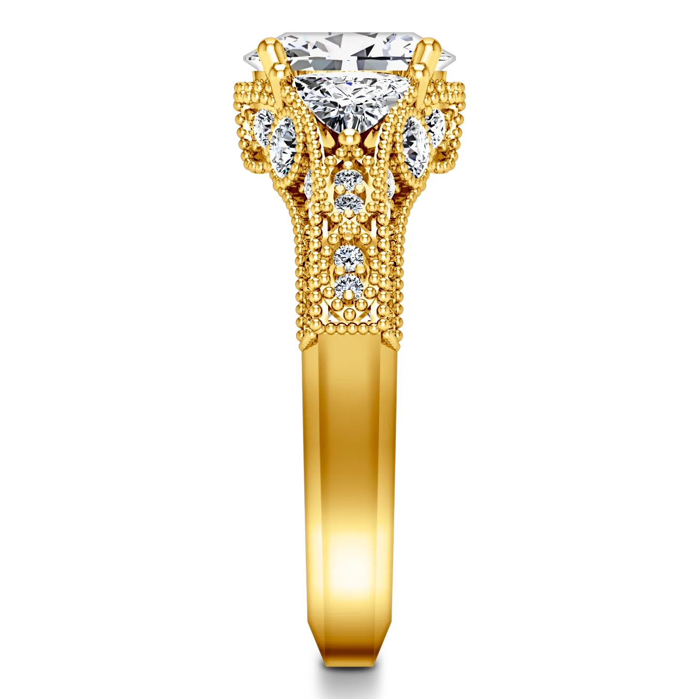 Pave Engagement Ring Heritage 14K Yellow Gold