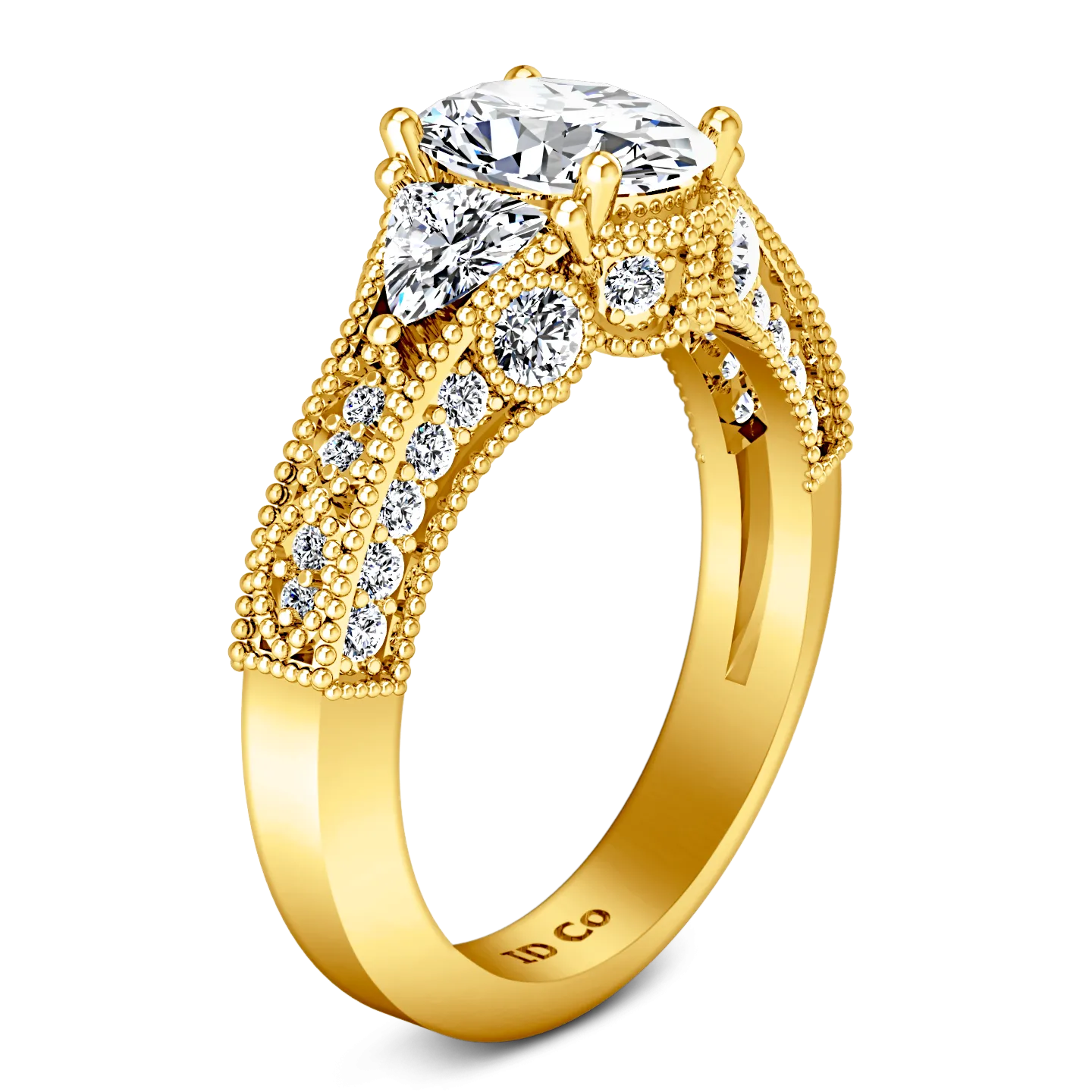 Pave Engagement Ring Heritage 14K Yellow Gold