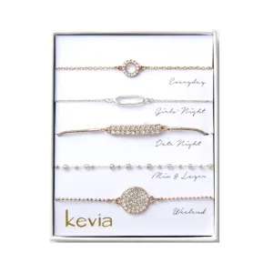 Pave Mixed Metal Bracelet Set
