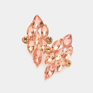 Peach Marquise Stone Cluster Pageant Earrings  | Interview Earrings |  577828