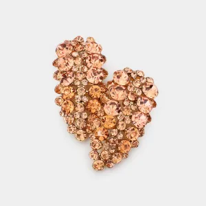 Peach Round Stone Cluster Pageant Earrings | Prom Earrings |  549553