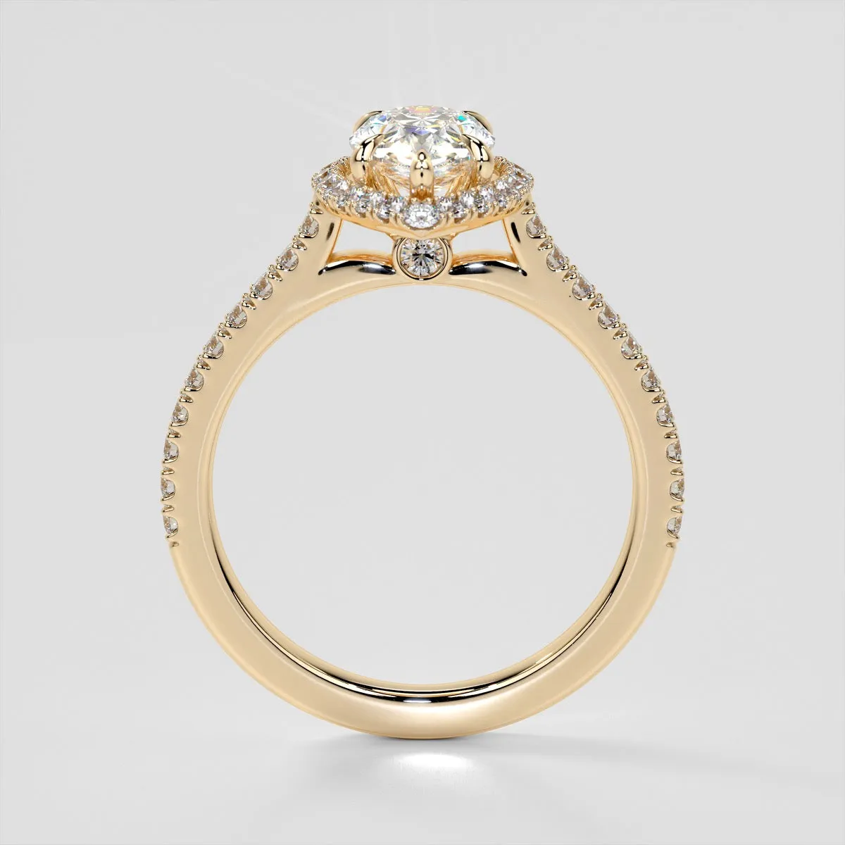Pear Cut Halo Trio Wedding Set With Accents