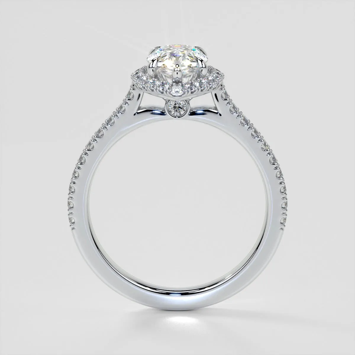 Pear Cut Halo Trio Wedding Set With Accents