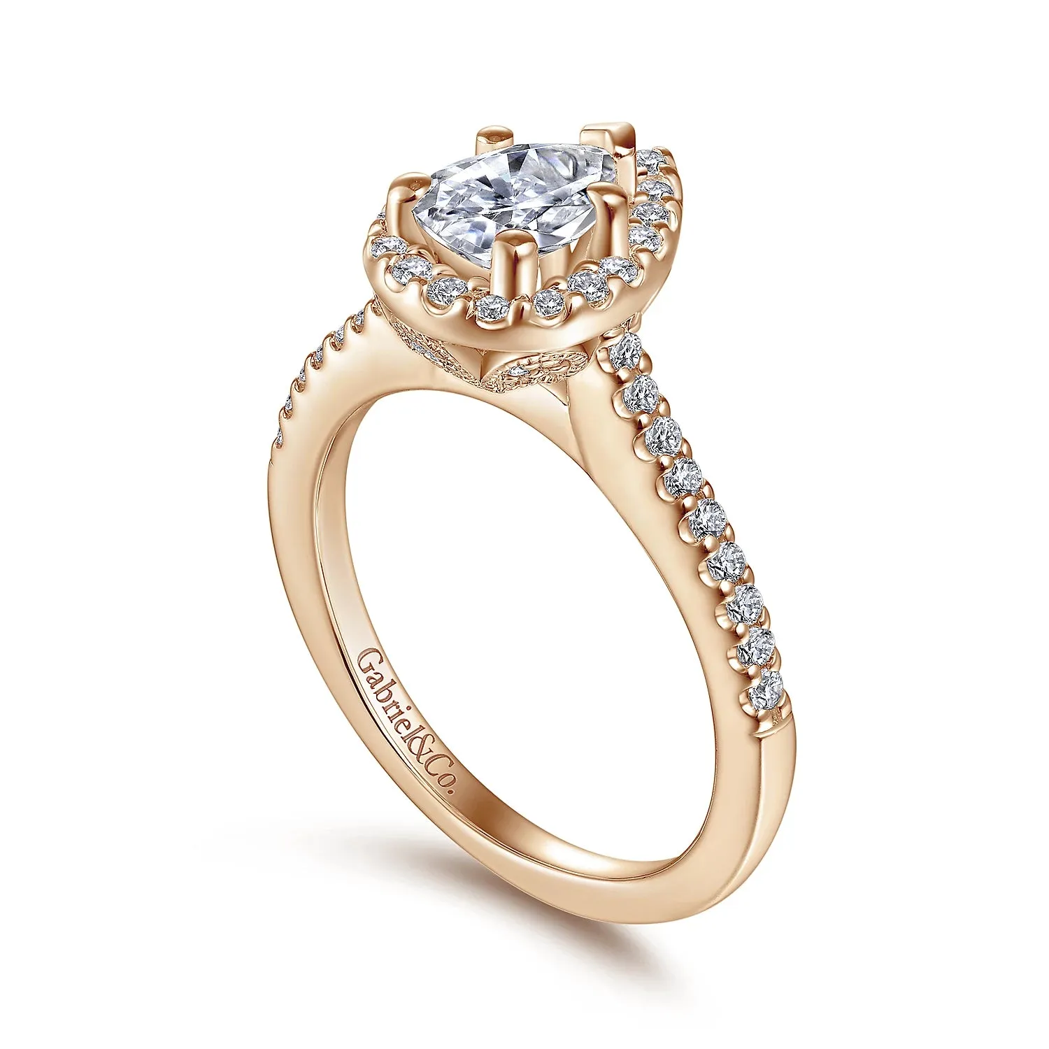 Pear Shape Halo Diamond Engagement Ring Mounting
