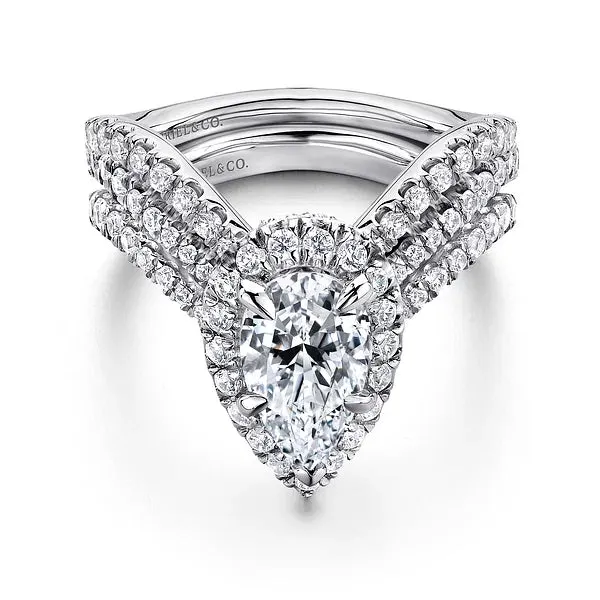 Pear Shape Halo Diamond Engagement Ring Mounting