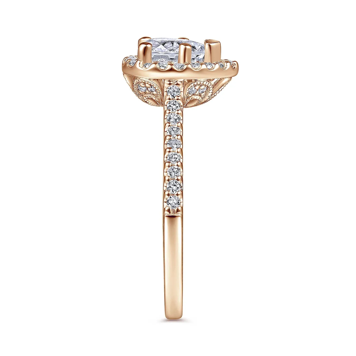 Pear Shape Halo Diamond Engagement Ring Mounting
