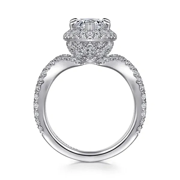 Pear Shape Halo Diamond Engagement Ring Mounting