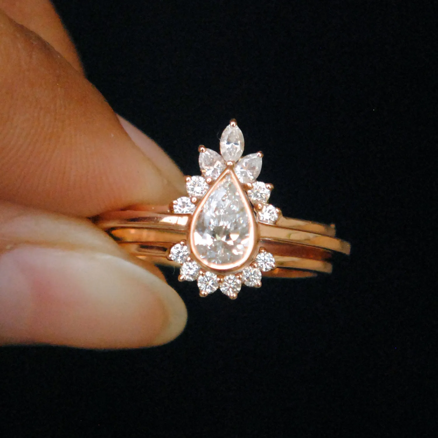 Pear Shaped Diamond Ring Guard/Enhancer