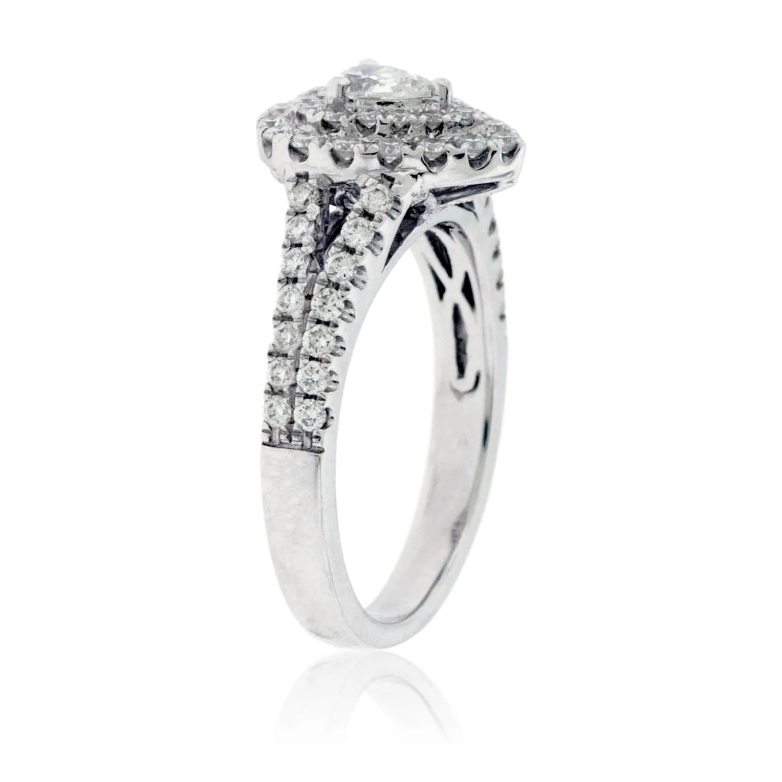 Pear Shaped Double Halo Engagement Ring