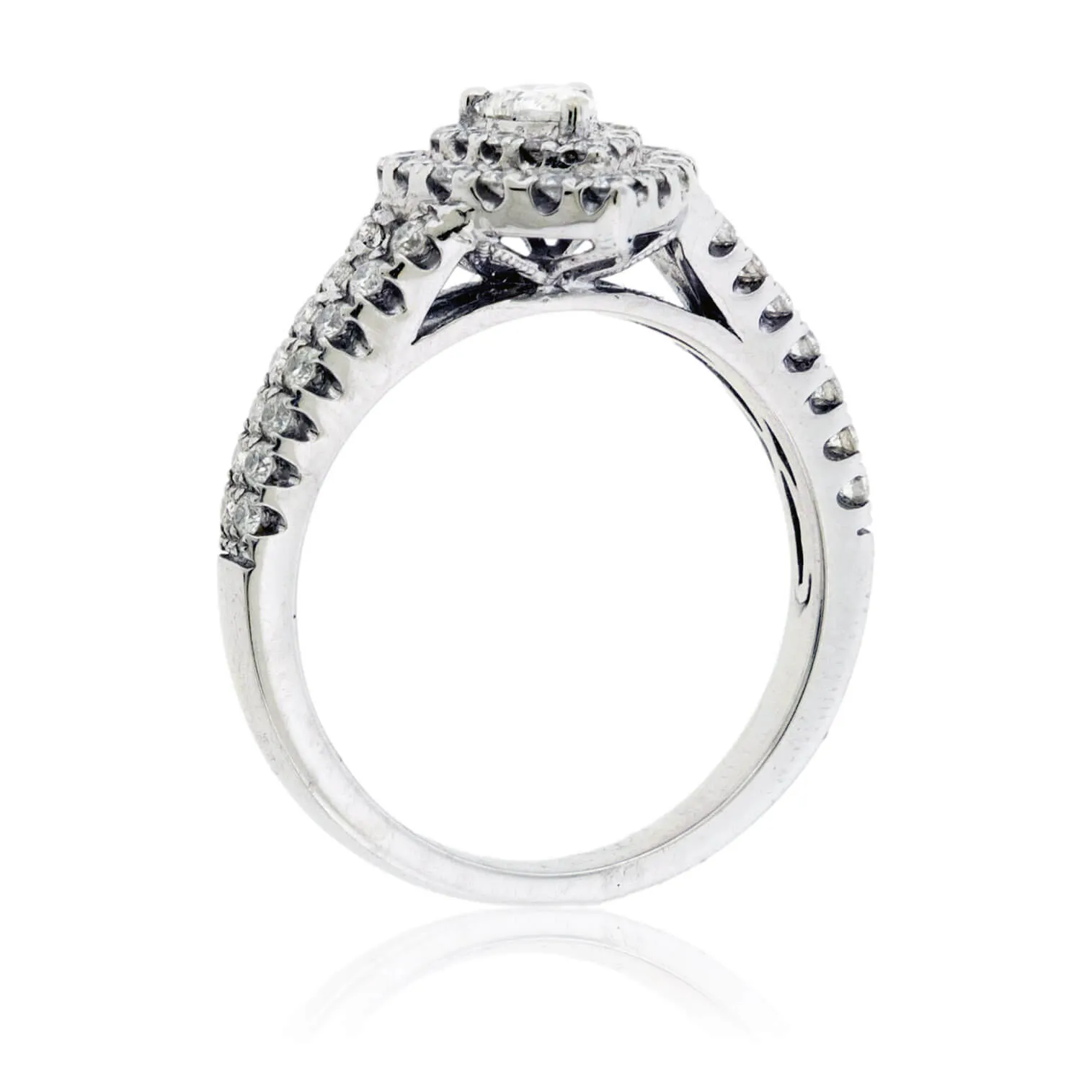 Pear Shaped Double Halo Engagement Ring