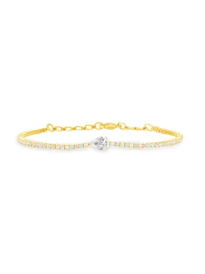 Pear Solitaire Diamond Tennis Bracelet 14K