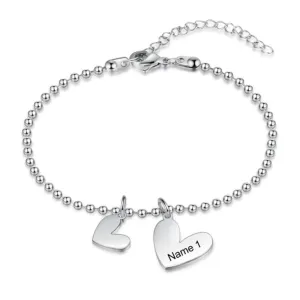 Personalized Engraving Name Heart-Shape Charm Bracelet