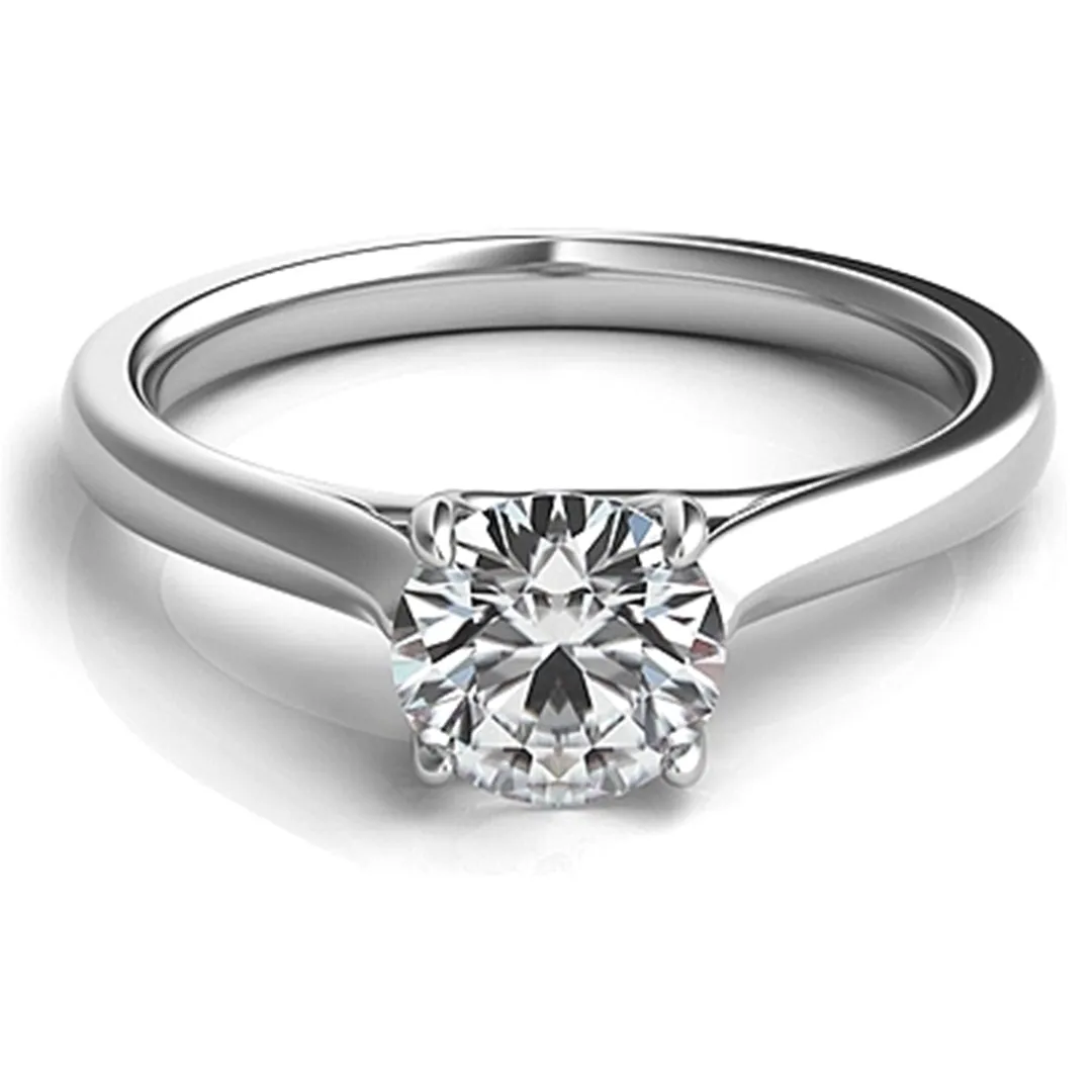 Petite Trellis Diamond Solitaire Engagement Ring