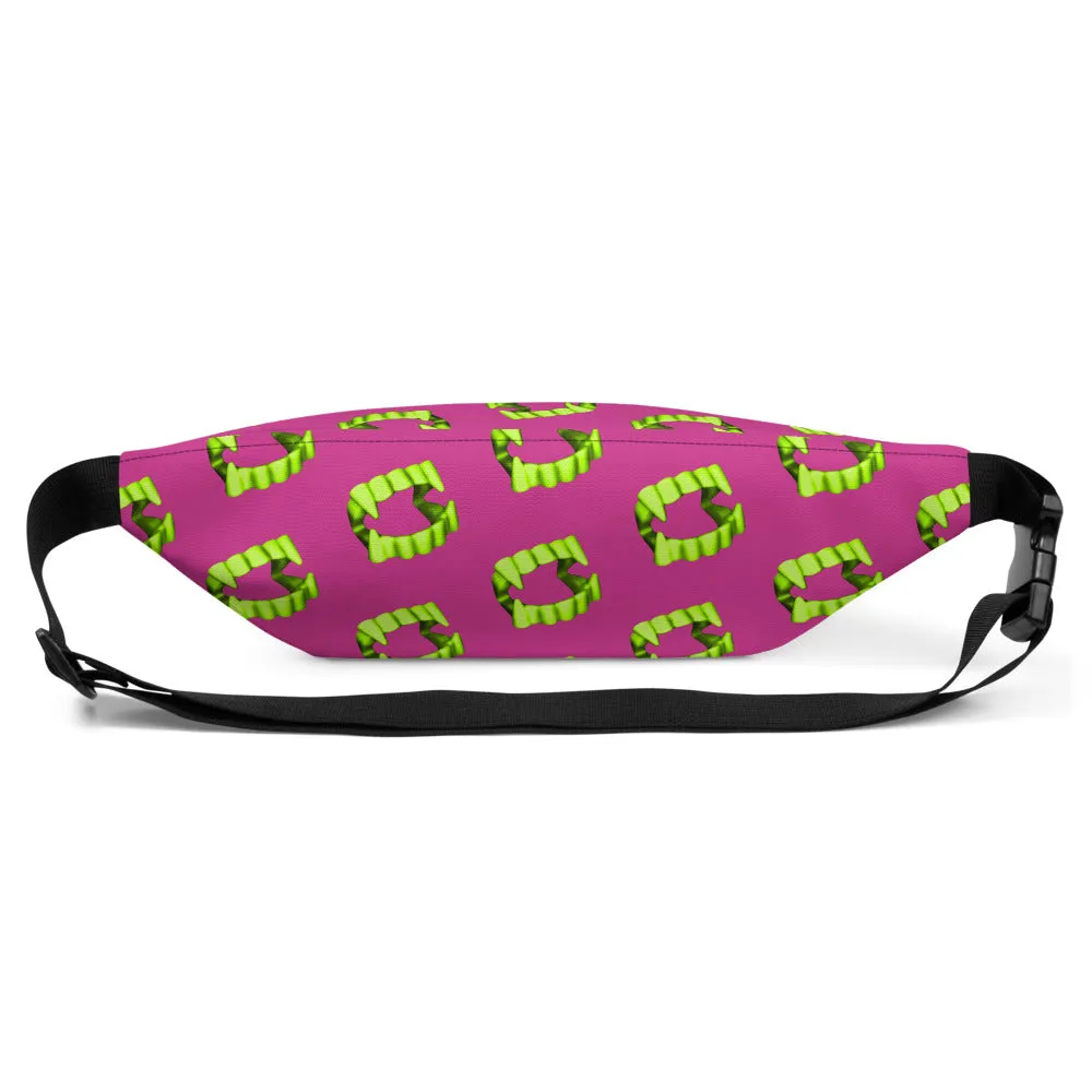 Pink Neon Green Vampire Fang Teeth Fanny Pack