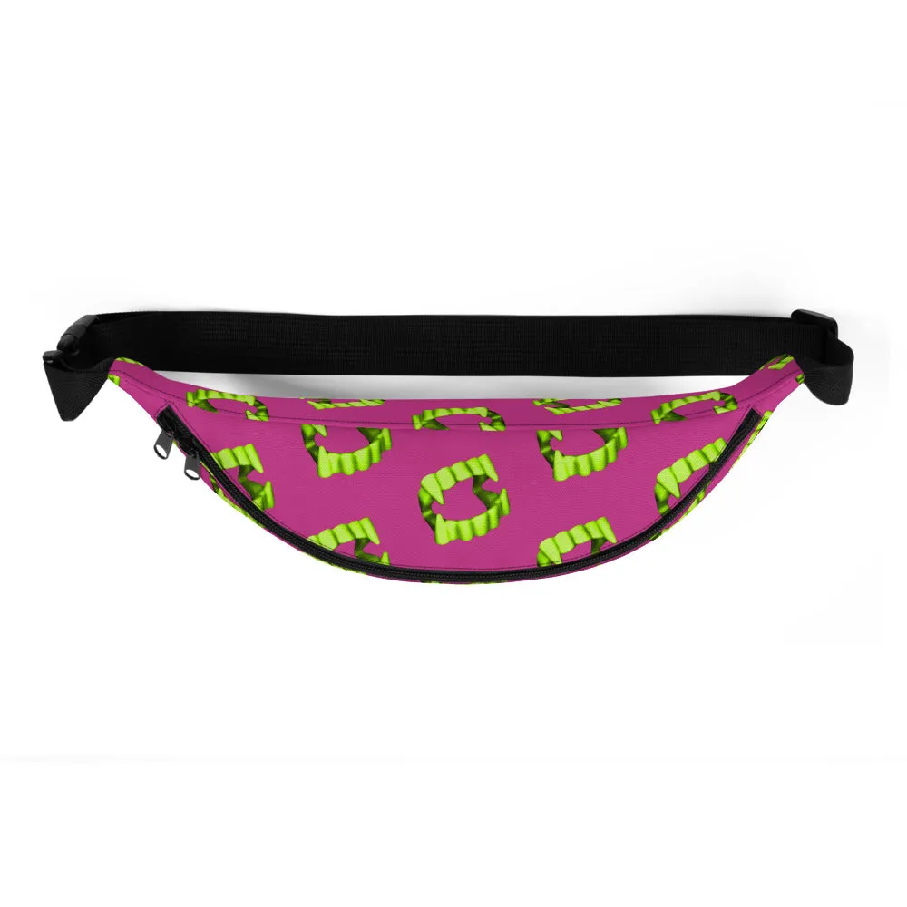 Pink Neon Green Vampire Fang Teeth Fanny Pack