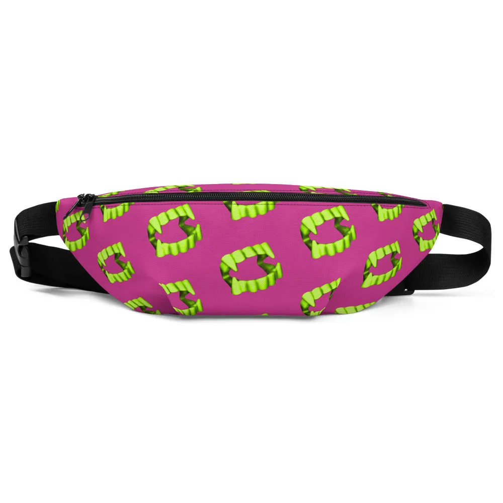 Pink Neon Green Vampire Fang Teeth Fanny Pack