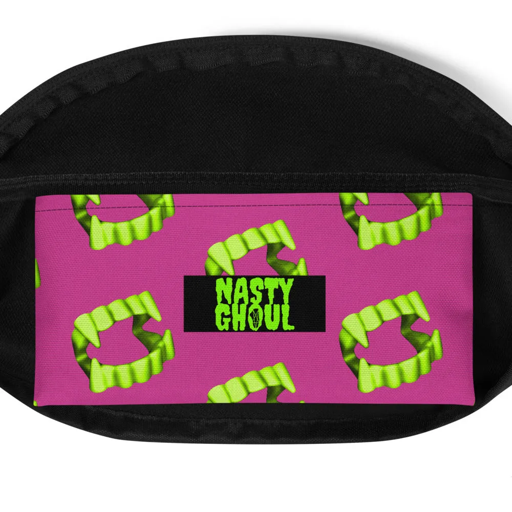 Pink Neon Green Vampire Fang Teeth Fanny Pack