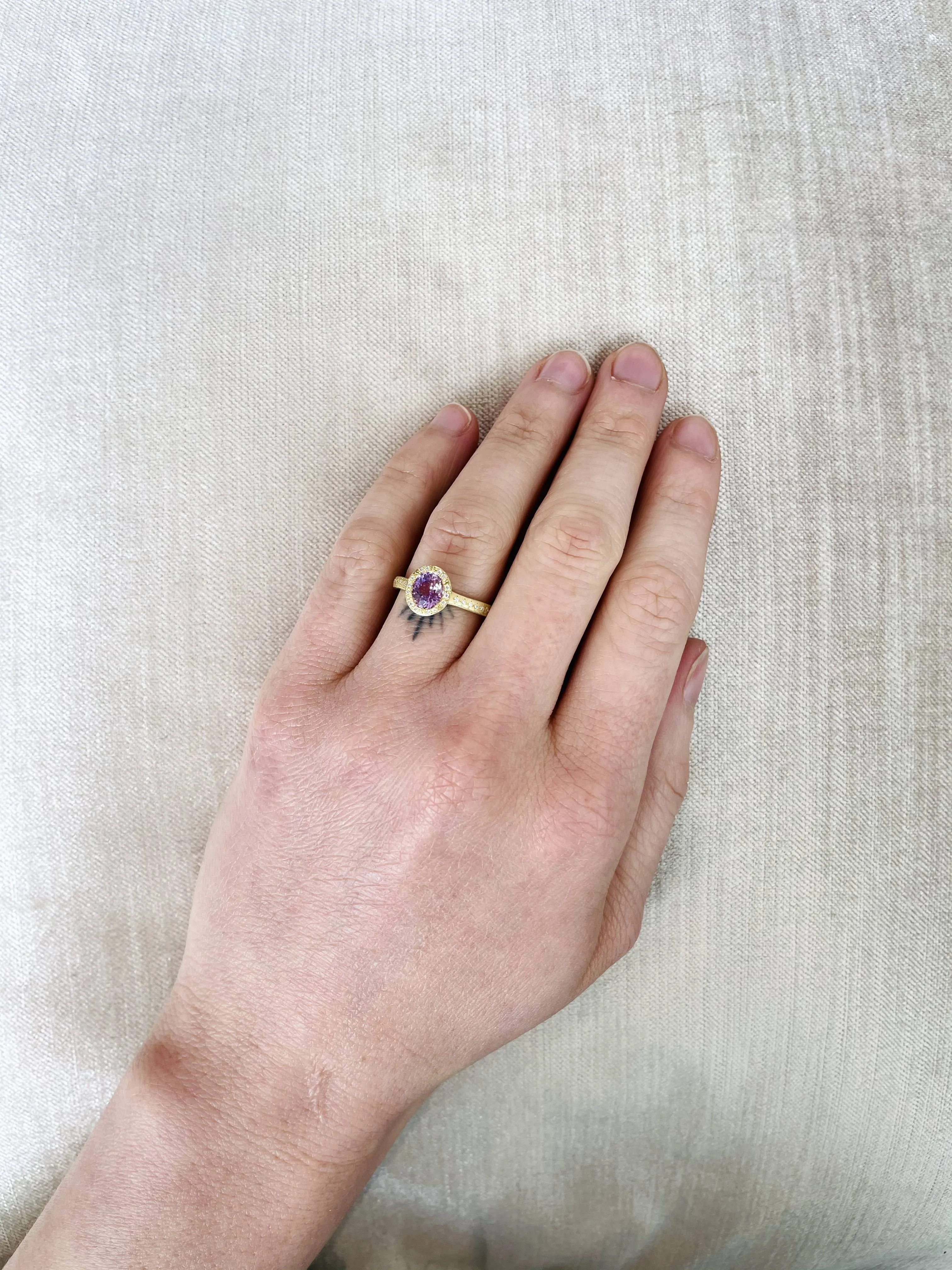 Pink Sapphire Oval Succession Ring