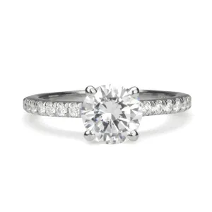 Platinum "Hidden Halo" Mount with Prong-Set Center Stone and Diamond Shoulders