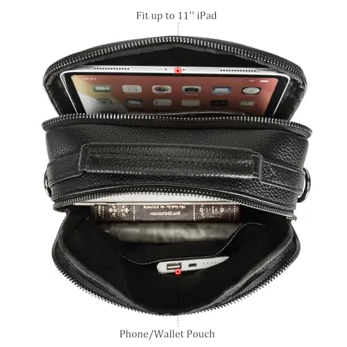 Polare Italian Cowhide Leather Messenger Bag Waterproof Chest Shoulder Crossbody Bag Casual Sling Business Handbag for Men