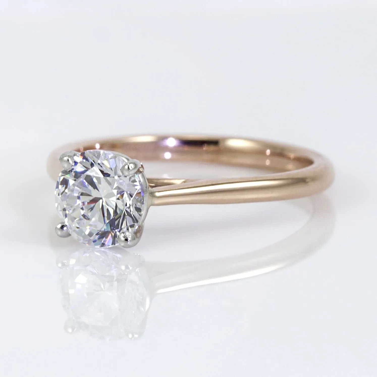 Precision Set 18K Rose Gold New Aire Semi-Mount Solitaire Engagement Ring (Setting Only)