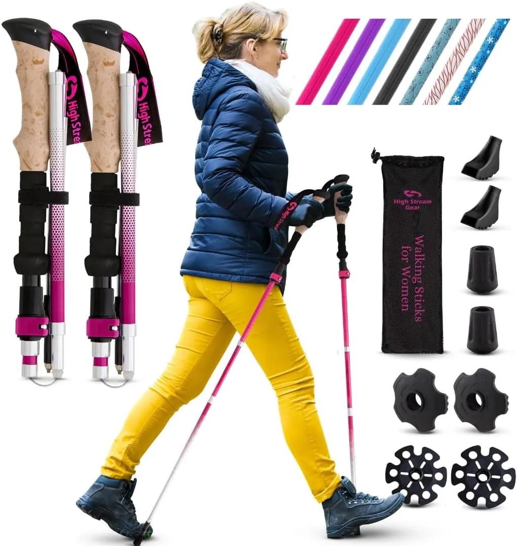 Premium Foldable Walking Poles for Adventure and Fitness - Stylish and Durable Design