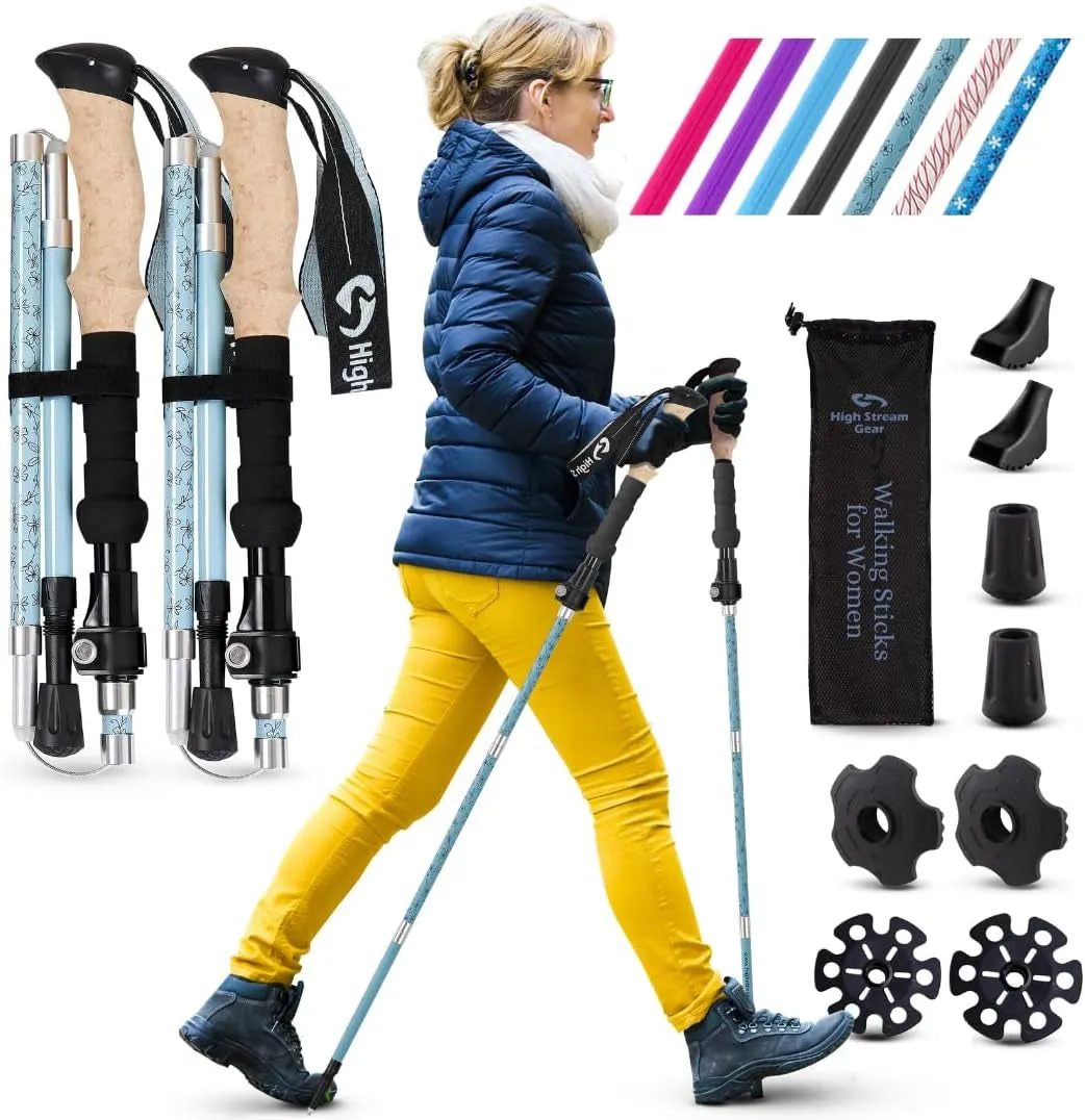 Premium Foldable Walking Poles for Adventure and Fitness - Stylish and Durable Design