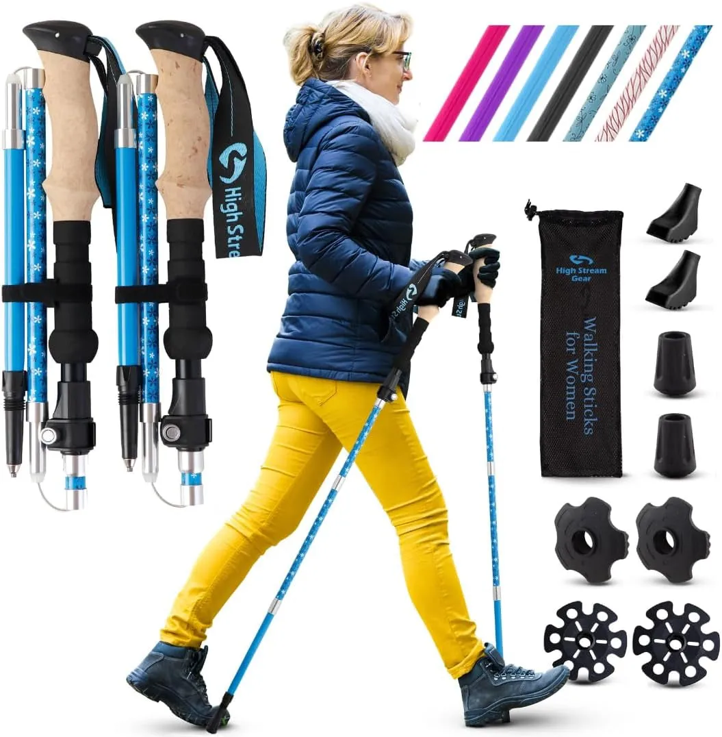 Premium Foldable Walking Poles for Adventure and Fitness - Stylish and Durable Design