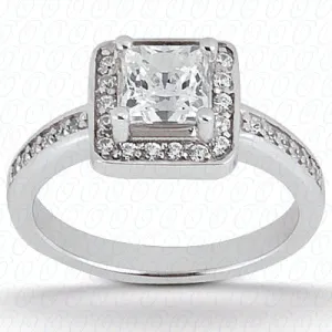 Princess Center Prong Set Diamond Engagement Ring - ENS1594-A